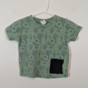 Kate Quinn Baby Green Cactus Print T-Shirt 18-24M GUC Short Sleeve Pocket